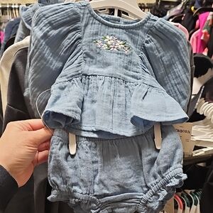 Nwt Baby Outfit with Floral Embroidery